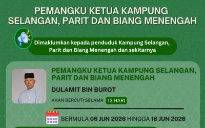 Pemangku Ketua Kampung Selangan, Parit dan Biang Menengah